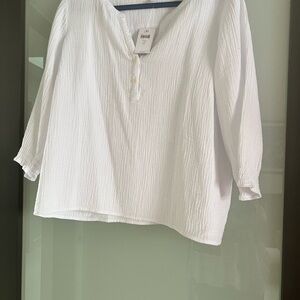 J. Jill White Textured Split-Neck Tunic